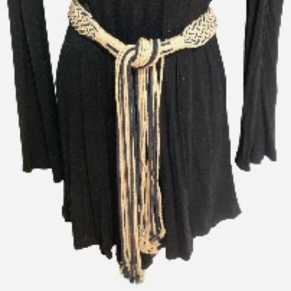 MACRAME Boho Gypsy Hippie Belt with Cords Waist Navy Blue Beige 36 inches - Picture 2 of 12